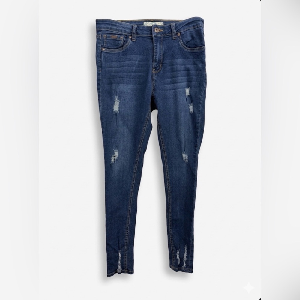 Cyclon 9 Dark Wash Distressed Skinny Jeans - Size 30